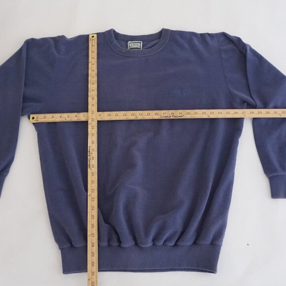 VTG Northern Elements Blue 100% Casual Soft Relaxed Cotton Crewneck Sweater L - Picture 3 of 10